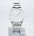  Shop Authentic Calvin Klein Stately White Dial Silver Steel Strap Watch for Women - K3G23126 - Luxxuri
