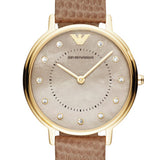  Shop Authentic Emporio Armani Kappa Quartz Mother of Pearl Taupe Dial Brown Leather Strap Watch For Men - AR11151 - Luxxuri