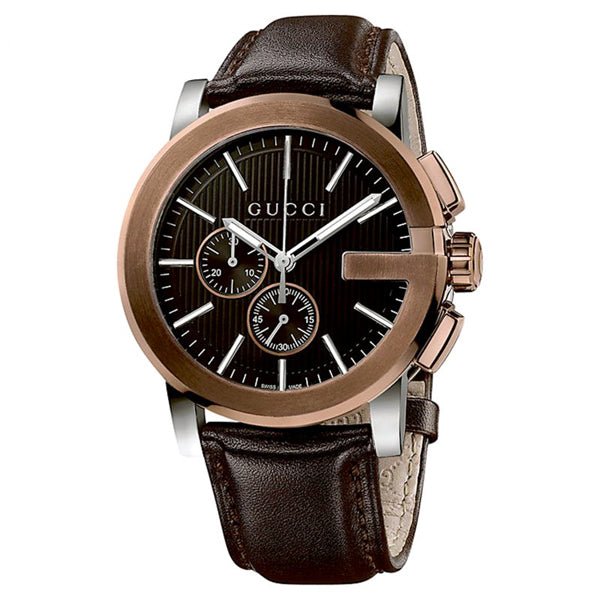  Shop Authentic Gucci G Chrono Black Dial Brown Leather Strap Watch For Men - YA101202 - Luxxuri