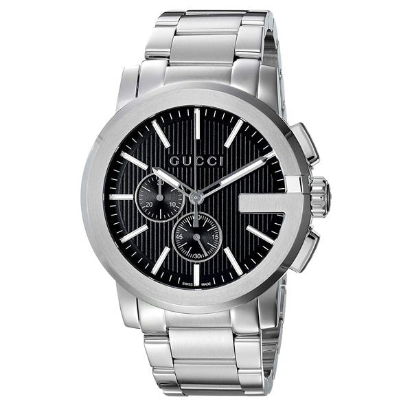  Shop Authentic Gucci G Chrono Black Dial Silver Steel Strap Watch For Men - YA101204 - Luxxuri