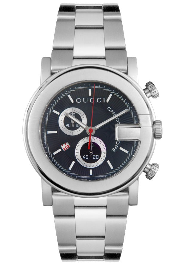  Shop Authentic Gucci G Chrono Black Dial Silver Steel Strap Watch For Men - YA101309 - Luxxuri