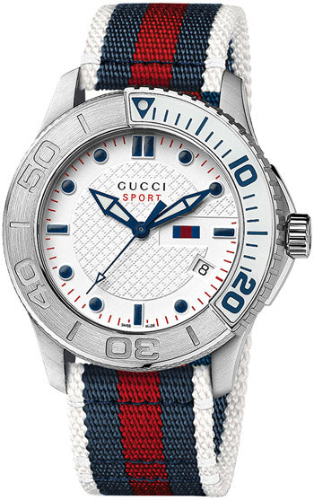  Shop Authentic Gucci G Timeless White Dial Two Tone Nylon Strap Watch For Men - YA126231 - Luxxuri