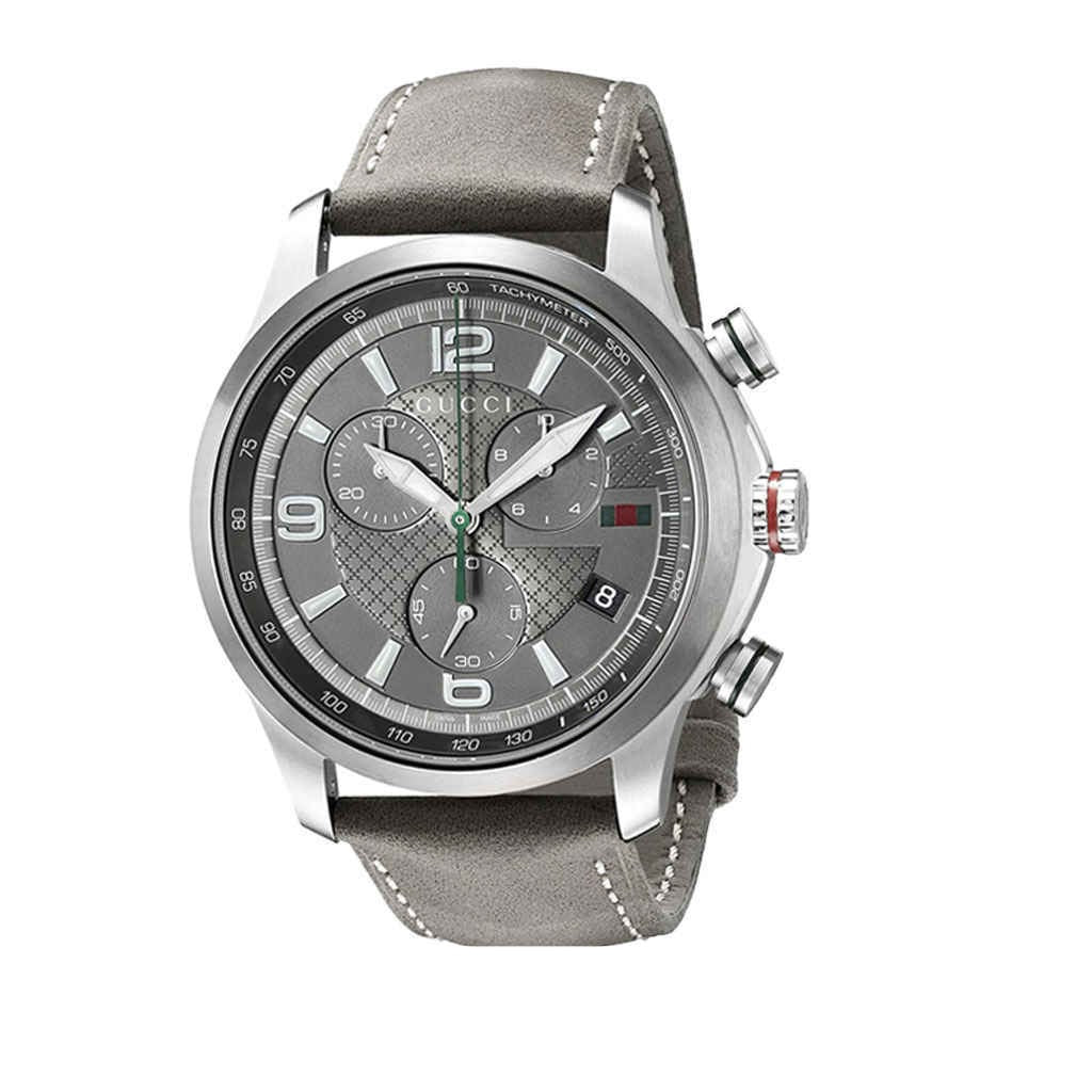  Shop Authentic Gucci G Timeless Chronograph Grey Dial Grey Leather Strap Watch For Men - YA126242 - Luxxuri