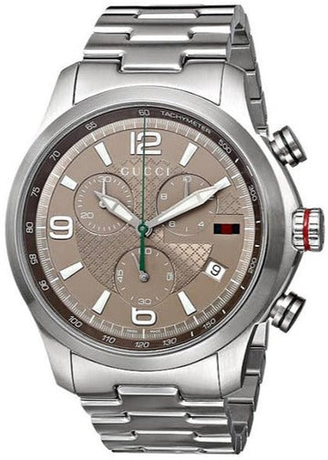  Shop Authentic Gucci G Timeless Brown Dial Silver Steel Strap Watch For Men - YA126248 - Luxxuri