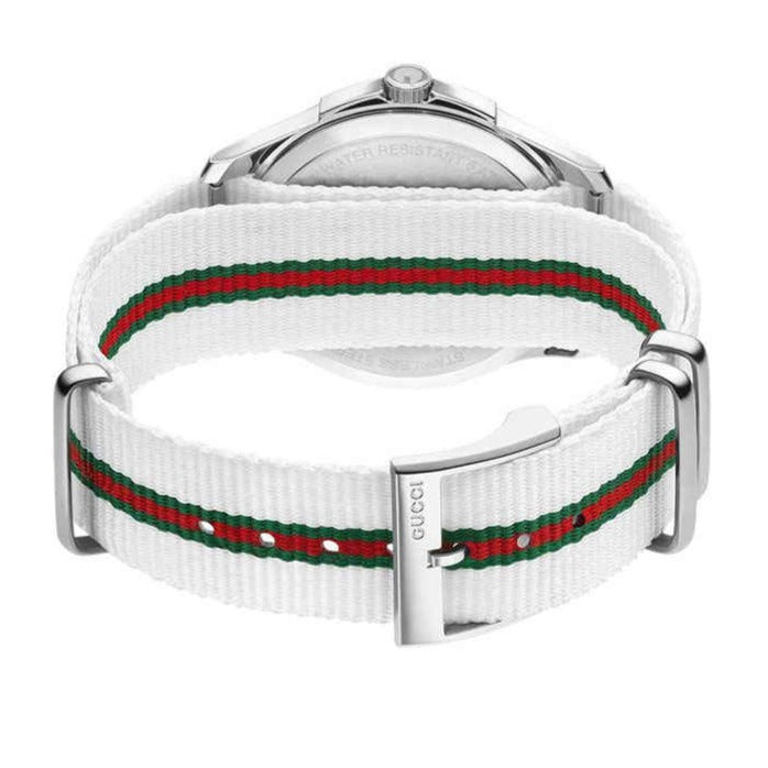  Shop Authentic Gucci G Timeless Quartz White DIal White NATO Strap Watch For Men - YA126322 - Luxxuri
