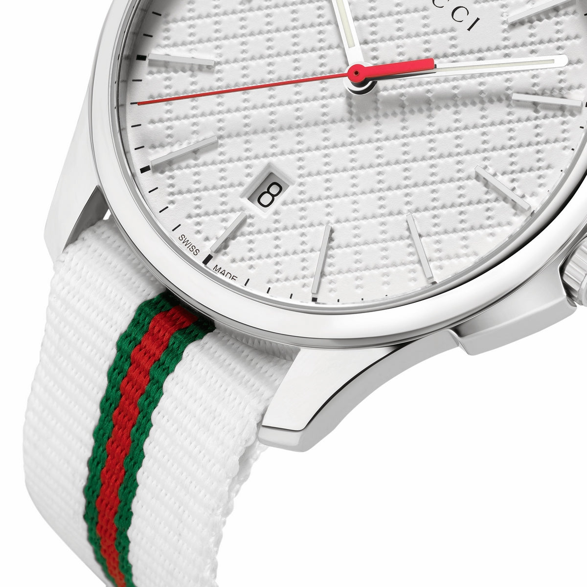  Shop Authentic Gucci G Timeless Quartz White DIal White NATO Strap Watch For Men - YA126322 - Luxxuri