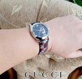  Shop Authentic Gucci Le Marche Des Merveilles Black Dial Black Leather Strap Unisex Watch - YA1264007 - Luxxuri