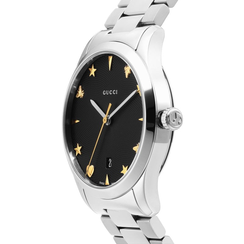  Shop Authentic Gucci G Timeless Black Dial Silver Steel Strap Watch For Women - YA1264029 - Luxxuri