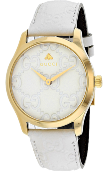  Shop Authentic Gucci G Timeless Quartz White Dial White Leather Strap Watch For Women - YA1264033A - Luxxuri