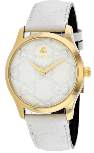  Shop Authentic Gucci G Timeless Quartz White Dial White Leather Strap Watch For Women - YA1264033A - Luxxuri