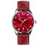  Shop Authentic Gucci G-Timeless Mother of Pearl Red Dial Red Leather Strap Watch For Women - YA1264041 - Luxxuri