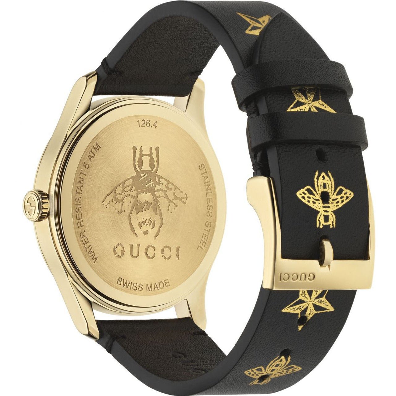  Shop Authentic Gucci G Timeless Bee Motif Black Dial Black Leather Strap Watch For Women - YA1264055 - Luxxuri