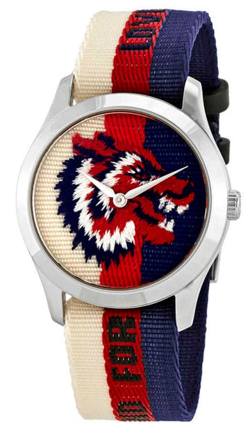  Shop Authentic Gucci G Timeless Quartz White Red Blue Dial Multicolored NATO Strap Watch For Men - YA1264059 - Luxxuri