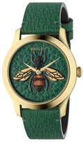  Shop Authentic Gucci G Timeless Bee Green Dial Green Leather Strap Watch For Women - YA1264065 - Luxxuri