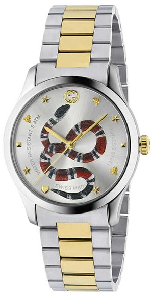  Shop Authentic Gucci G Timeless Quartz Silver Dial Silver Steel Strap Watch For Women - YA1264075 - Luxxuri