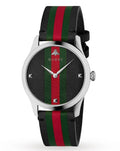  Shop Authentic Gucci G Timeless Quartz Black Dial Multicolored Black Leather Strap Watch For Men - YA1264079 - Luxxuri