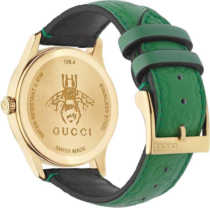  Shop Authentic Gucci G Timeless Quartz Green Dial Green Leather Strap Watch For Women - YA1264099 - Luxxuri