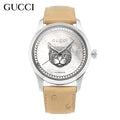  Shop Authentic Gucci G Timeless Automatic Mother of Pearl Dial Brown Leather Strap Watch For Women - YA1264112 - Luxxuri