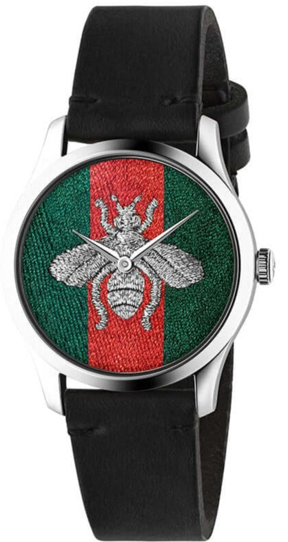  Shop Authentic Gucci G Timeless Quartz Green & Red Dial Black Leather Strap Watch For Men - YA1264149 - Luxxuri
