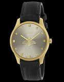  Shop Authentic Gucci G Timeless Quartz Silver Dial Black Leather Strap Watch For Women - YA1264181 - Luxxuri