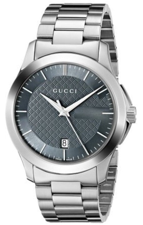  Shop Authentic Gucci G Timeless Grey Dial Silver Steel Strap Watch For Men - YA126441 - Luxxuri