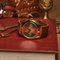 Shop Authentic Gucci G Timeless Quartz Green & Red Dial Brown Leather Strap Watch For Men - YA126451 - Luxxuri
