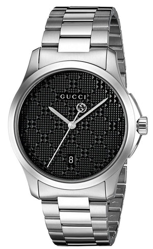  Shop Authentic Gucci G Timeless Black Dial Silver Steel Strap Watch For Men - YA126460 - Luxxuri