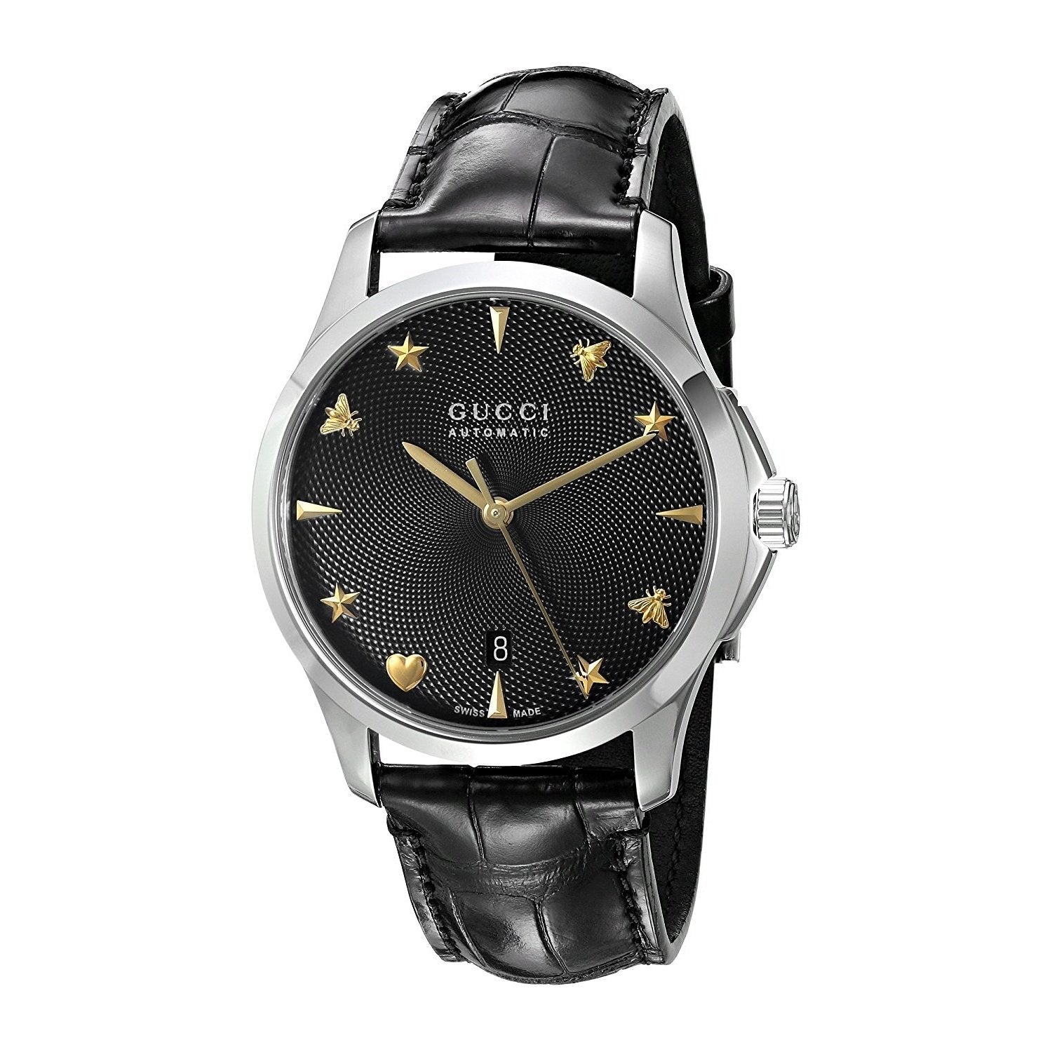  Shop Authentic Gucci G Timeless Automatic Black Dial Black Leather Strap Watch For Women - YA126469 - Luxxuri