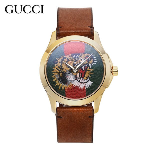  Shop Authentic Gucci Le Marche Des Merveilles Red & Green Dial Brown Leather Strap Unisex Watch - YA126497 - Luxxuri