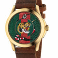  Shop Authentic Gucci G Timeless Quartz Two Tone Dial Brown Leather Strap Watch For Men - YA126451B - Luxxuri