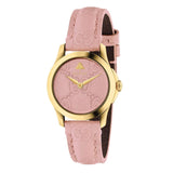  Shop Authentic Gucci G Timeless Quartz Pink Dial Pink Leather Strap Watch For Women - YA1265005 - Luxxuri