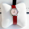  Shop Authentic Gucci G Timeless Quartz Diamonds Pink Dial Red Leather Strap Watch For Women - YA1265017 - Luxxuri