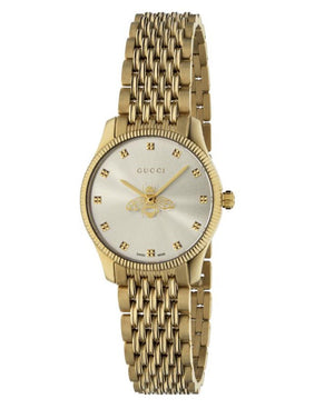 Shop Authentic Gucci G Timeless Quartz Mother of Pearl Dial Gold Steel Strap Watch For Women - YA1265021 - Luxxuri
