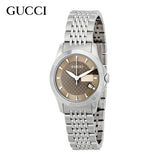  Shop Authentic Gucci G Timeless Brown Dial Silver Steel Strap Watch For Women - YA126503 - Luxxuri