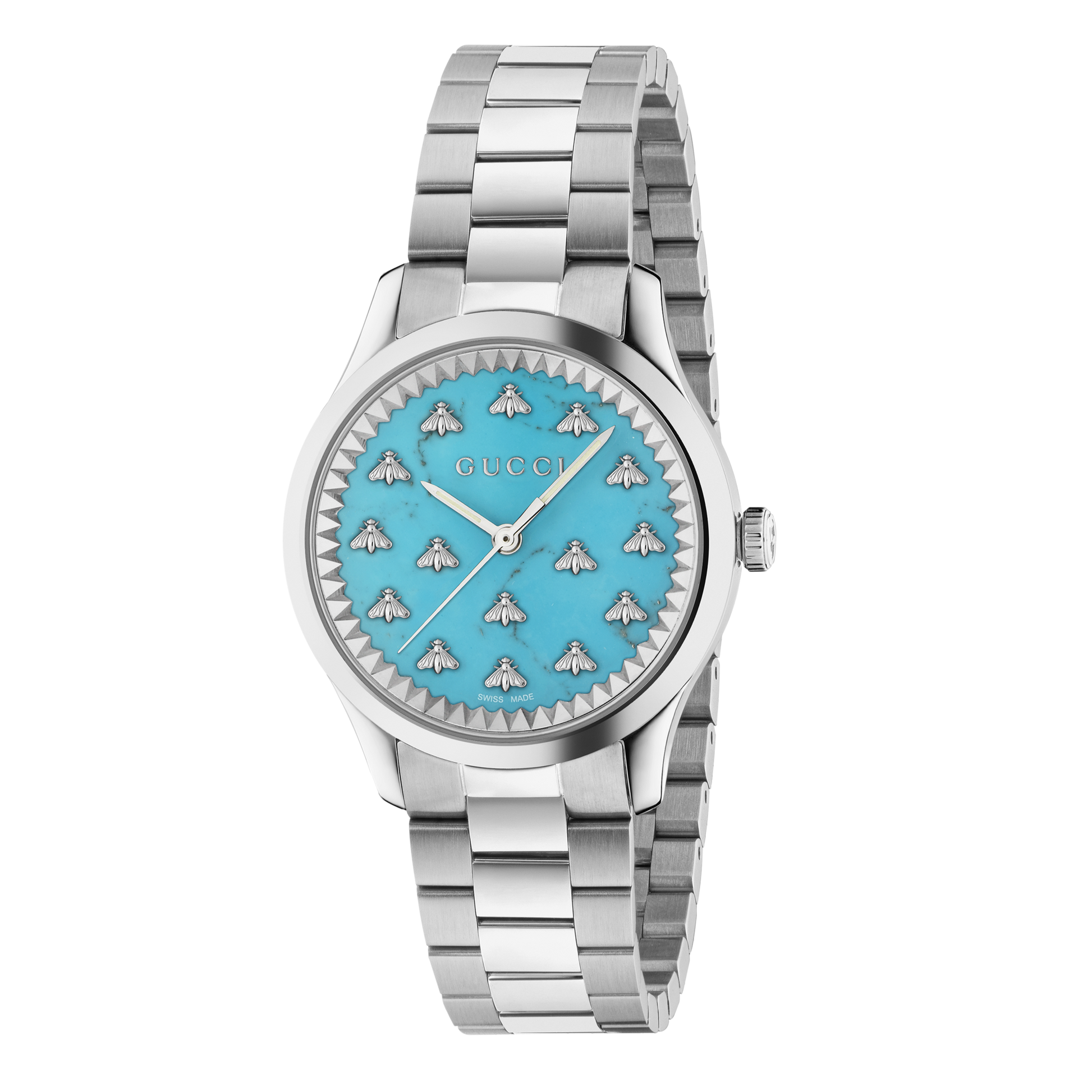  Shop Authentic Gucci G Timeless Quartz Turquoise Dial Silver Steel Strap Unisex Watch - YA1265044 - Luxxuri