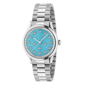  Shop Authentic Gucci G Timeless Quartz Turquoise Dial Silver Steel Strap Unisex Watch - YA1265044 - Luxxuri