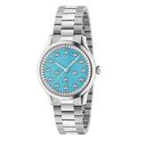 Shop Authentic Gucci G Timeless Quartz Turquoise Dial Silver Steel Strap Unisex Watch - YA1265044 - Luxxuri