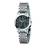  Shop Authentic Gucci G Timeless Diamonds Mother of Pearl Black Dial Silver Steel Strap Watch For Women - YA126505 - Luxxuri