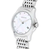  Shop Authentic Gucci G Timeless Diamonds Mother of Pearl Dial Silver Steel Strap Watch For Women - YA126510 - Luxxuri