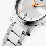 Shop Authentic Gucci G Timeless Silver Dial Silver Steel Strap Watch For Women - YA126523 - Luxxuri