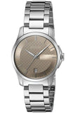  Shop Authentic Gucci G Timeless Brown Dial Silver Steel Strap Watch For Women - YA126526 - Luxxuri