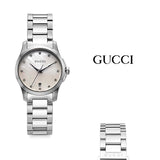  Shop Authentic Gucci G Timeless Diamonds Mother of Pearl Dial Silver Steel Strap Watch For Women - YA126542 - Luxxuri