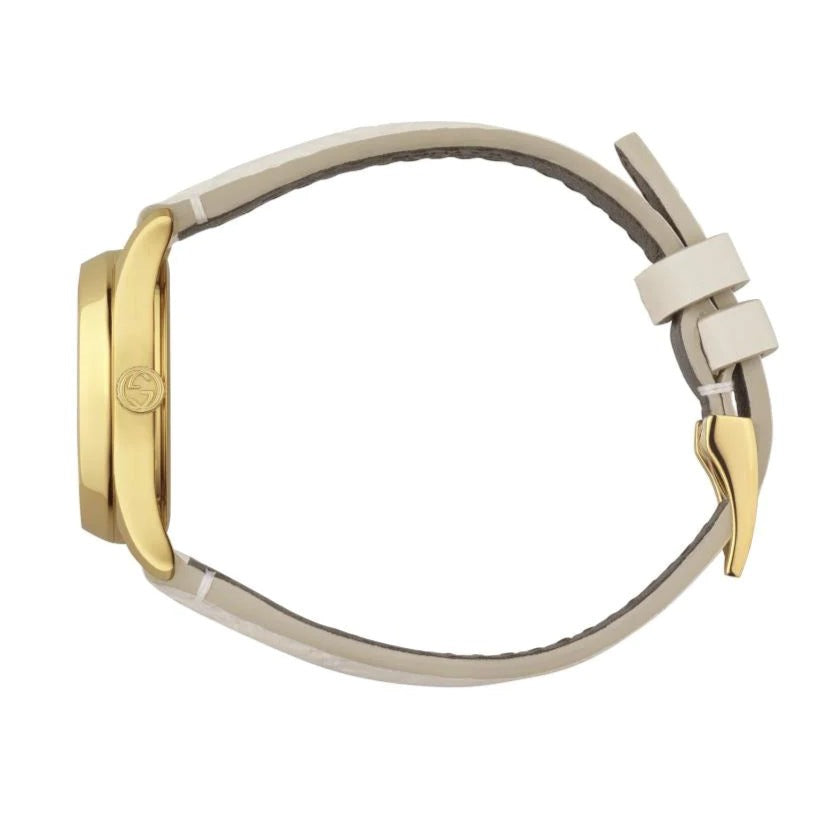 Gucci G Timeless Quartz White Dial White Leather Strap Watch For Women - YA126580A