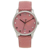  Shop Authentic Gucci G-Timeless Pink Mother of Pearl Dial Pink Leather Strap Watch For Women - YA126586 - Luxxuri
