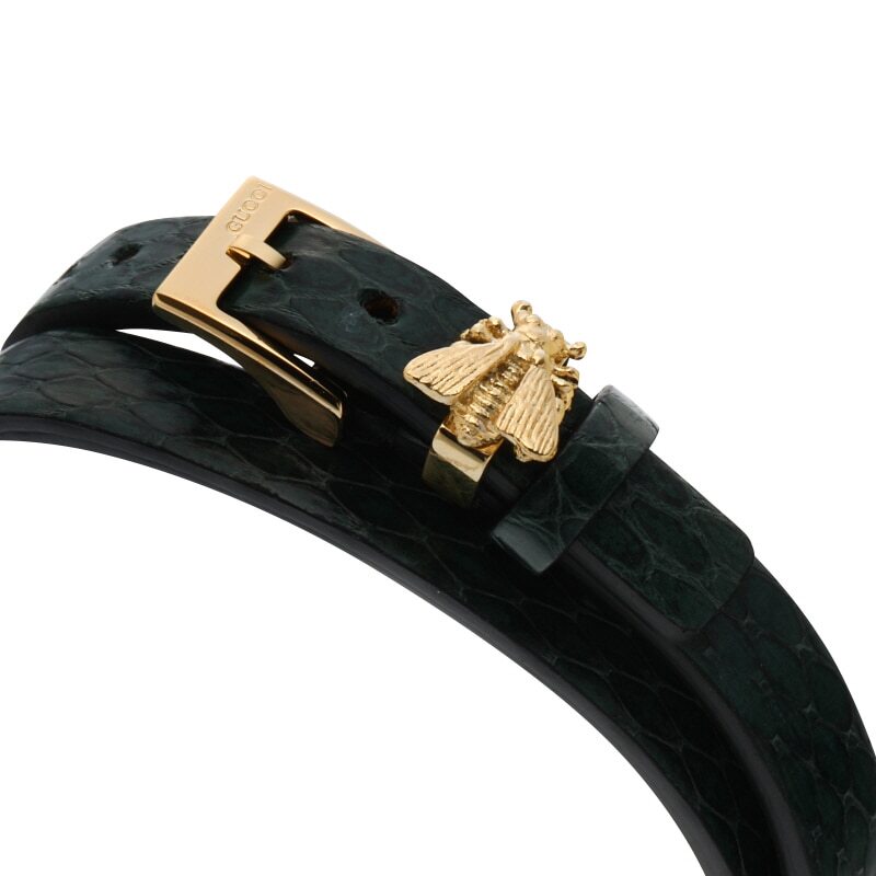  Shop Authentic Gucci G Frame Double Mother of Pearl Dial Green Leather Strap Watch For Women - YA128525 - Luxxuri