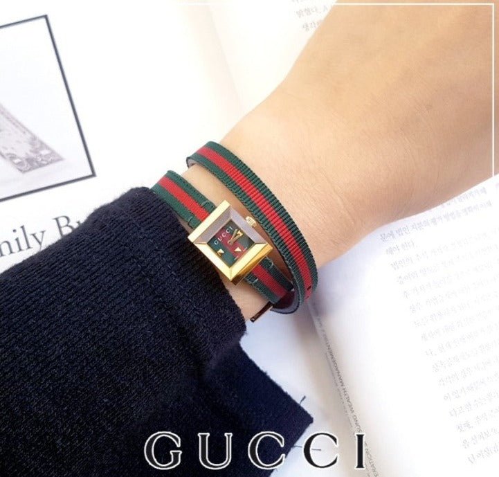  Shop Authentic Gucci G-Frame Multicolored Red and Green Dial Watch For Women - YA128527 - Luxxuri