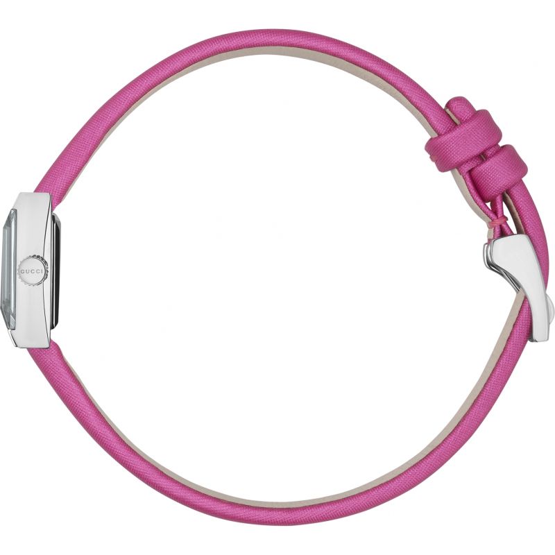  Shop Authentic Gucci G-Frame Square Fuchsia Mother of Pearl Dial Fuchsia Leather Strap Watch For Women - YA128533 - Luxxuri