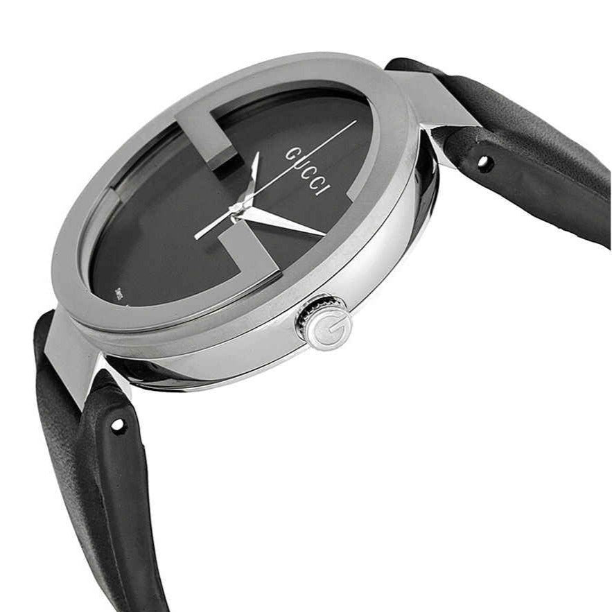  Shop Authentic Gucci Interlocking G Iconic Black Dial Black Leather Strap Watch For Men - YA133205 - Luxxuri