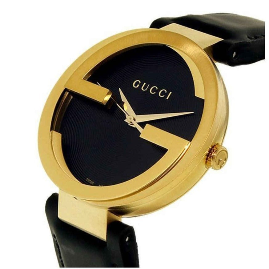  Shop Authentic Gucci Interlocking Special Edition Grammy Black Dial Black Leather Strap Watch For Men - YA133208 - Luxxuri