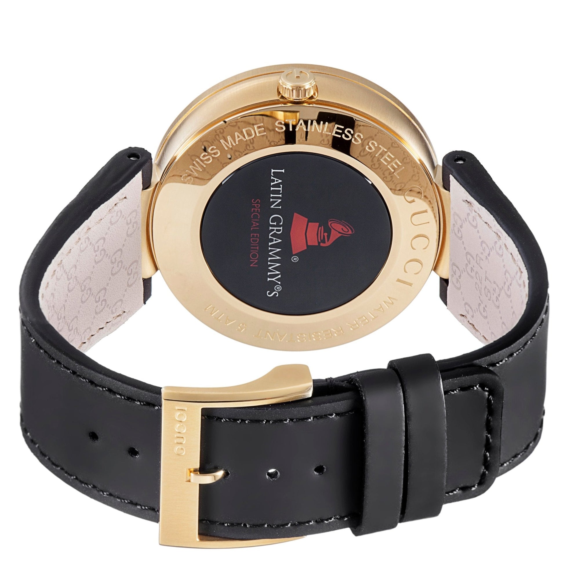  Shop Authentic Gucci Interlocking Special Edition Grammy Black Dial Black Leather Strap Watch For Men - YA133208 - Luxxuri